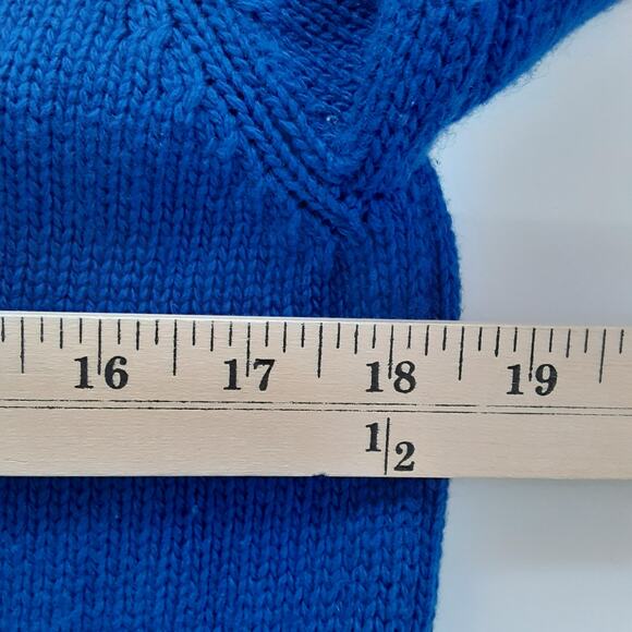 Vintage 90s Cashmere Merino Wool Blue Cardigan Sweater Toggle Royal Blue Sz XS - Picture 8 of 10